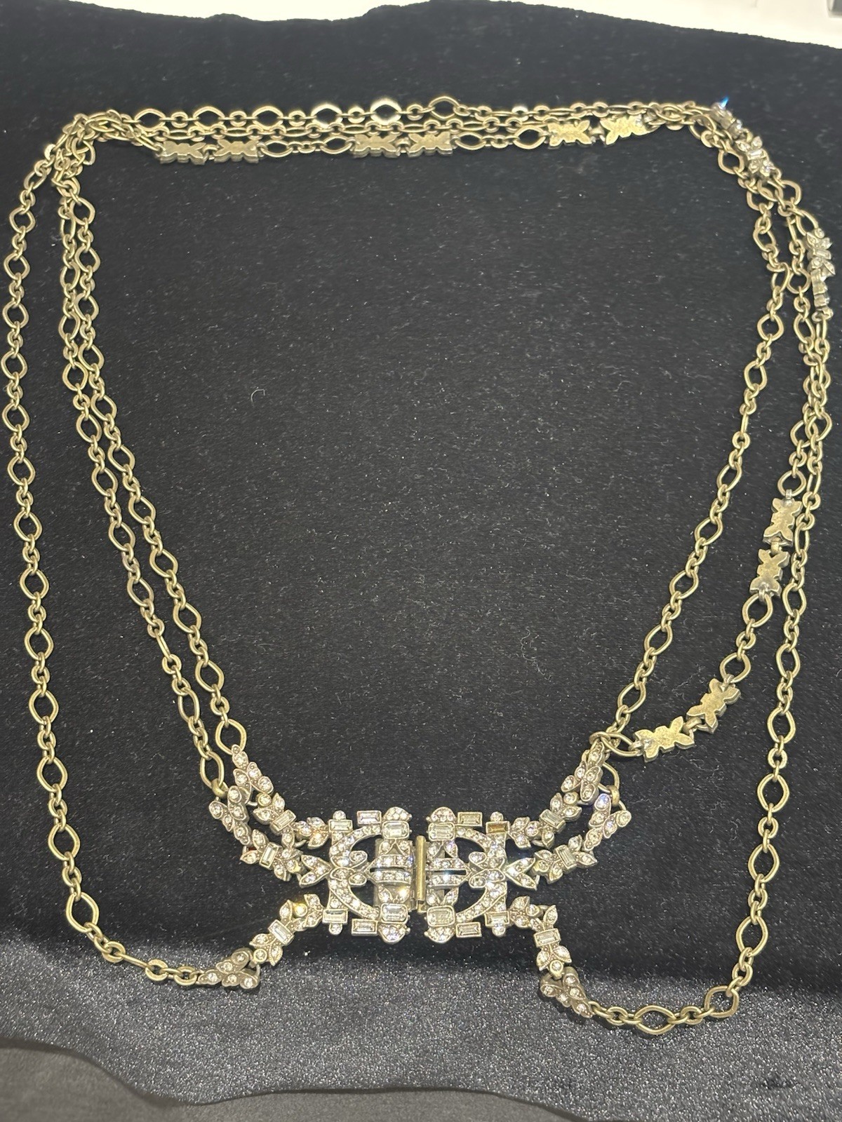 Sweet Romance Multi Layer Chain w/ 2 Rhinestone Panels