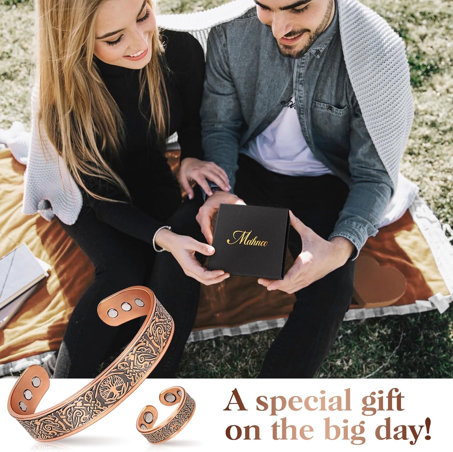 Mahnco Copper Bracelet for Men & Women, 9X Strength Magnetic Bracelets & Lymphat