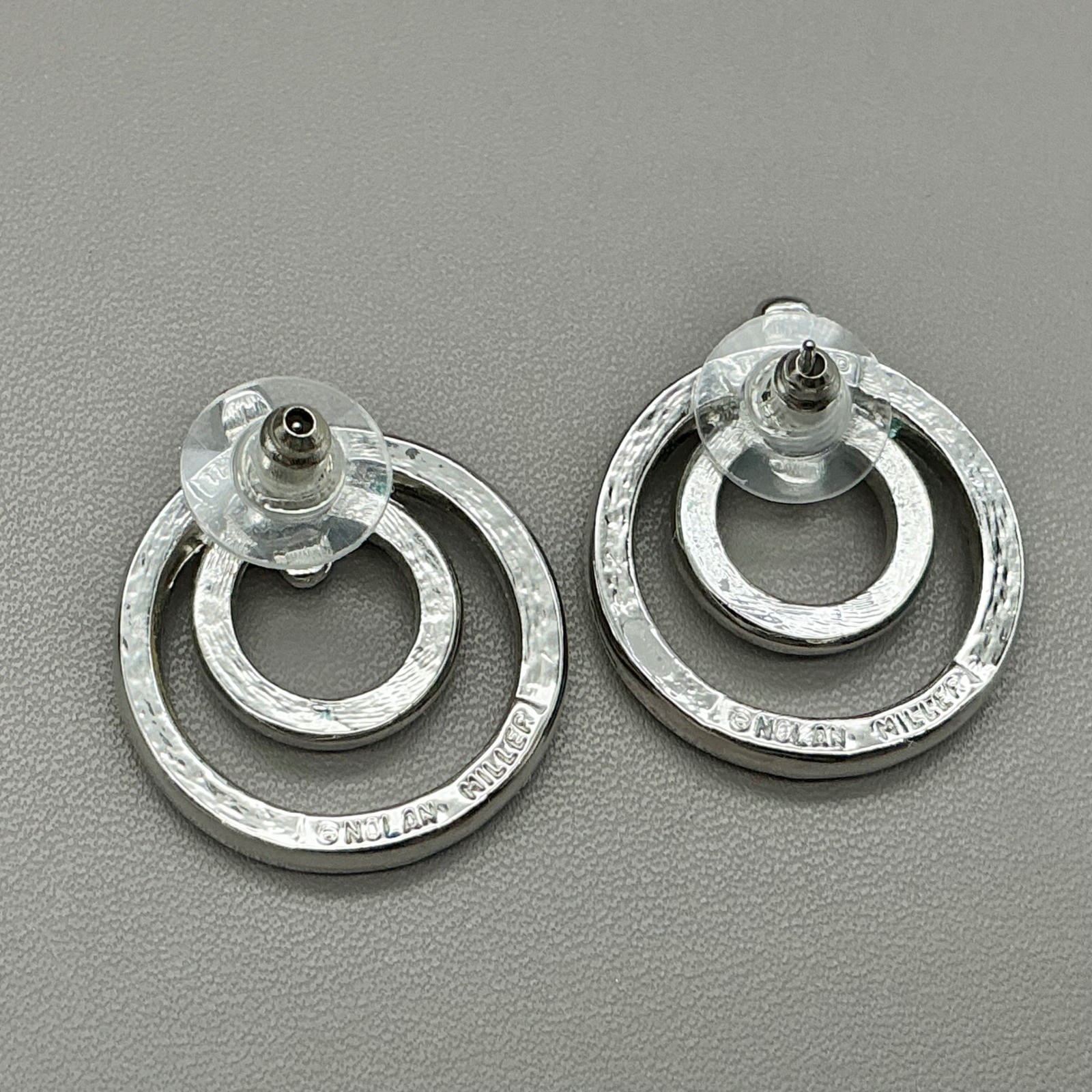 Nolan Miller Jewelry Set Women Silver Tone Rhinestone Circle Necklace 18 In