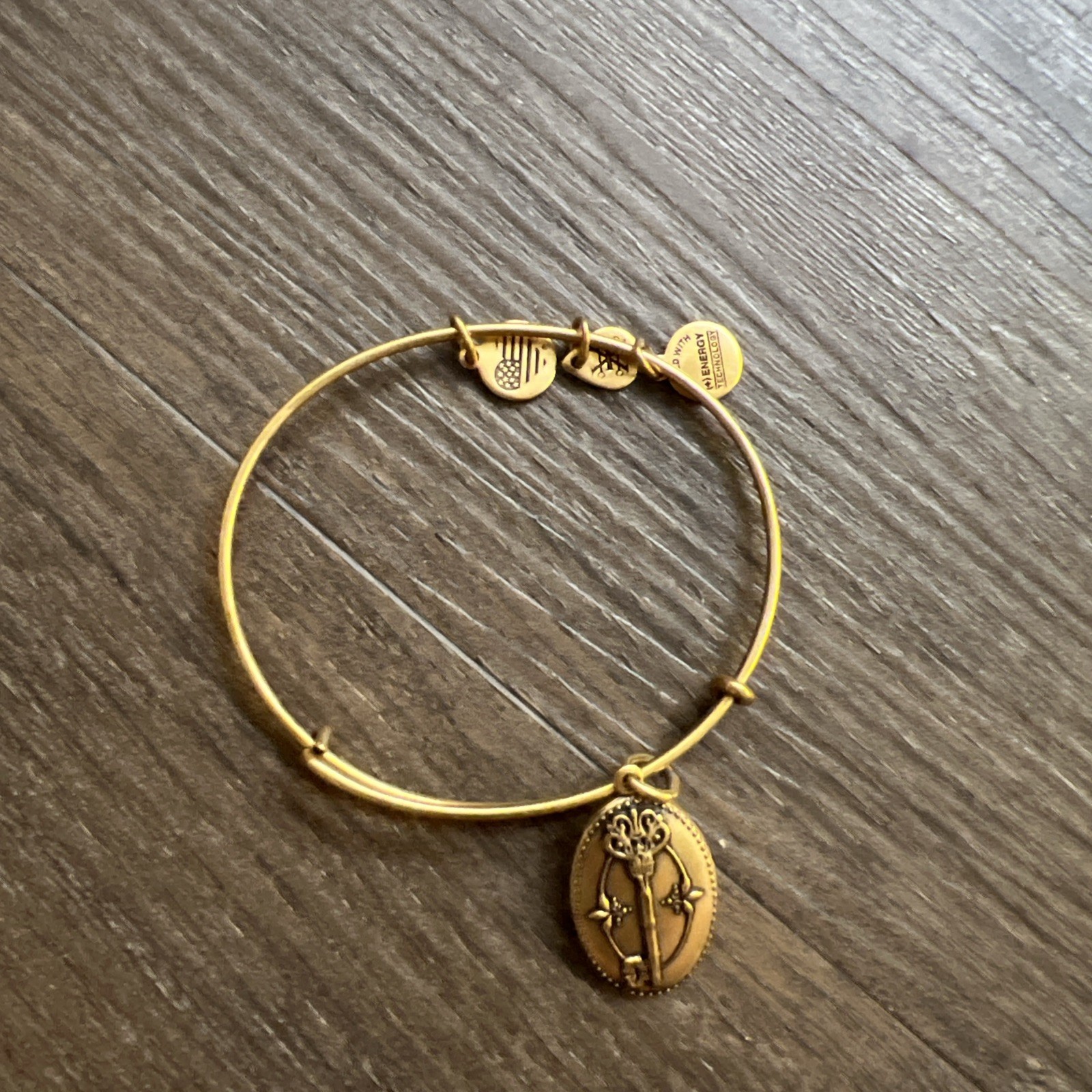 Alex & Ani Key To Life Gold Tone Bangle Charm Bracelet