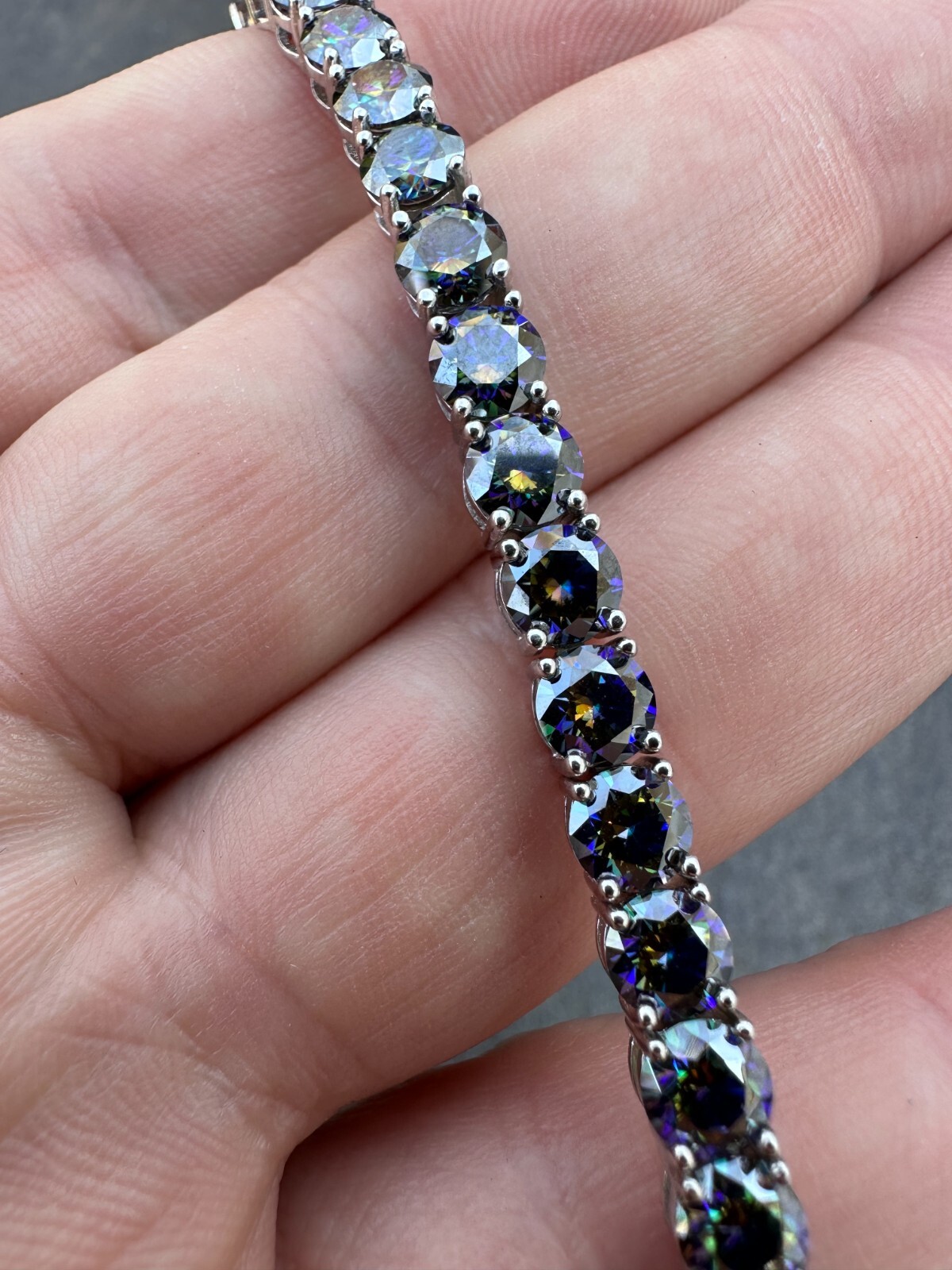 Real Iced Dark Blue MOISSANITE 5mm Tennis Bracelet 925 Silver Passes Tester GRA
