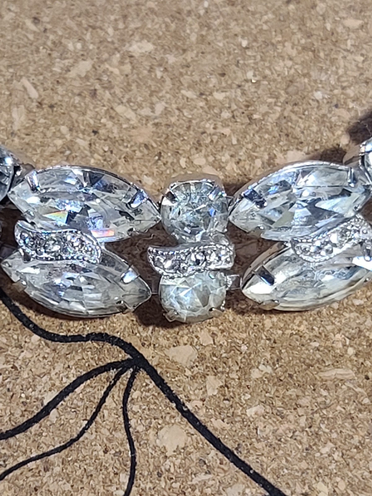 Eisenberg Signed Silver Tone Clear Rhinestone Tennis Bracelet Box Clasp Chain