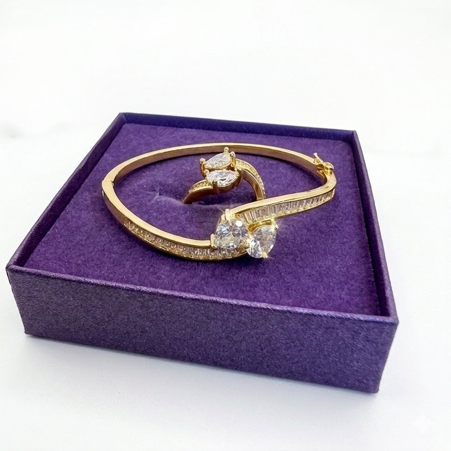 Gold Tone Clear Two-Stone Bypass Band Ring Size 7, Clear Stone Color