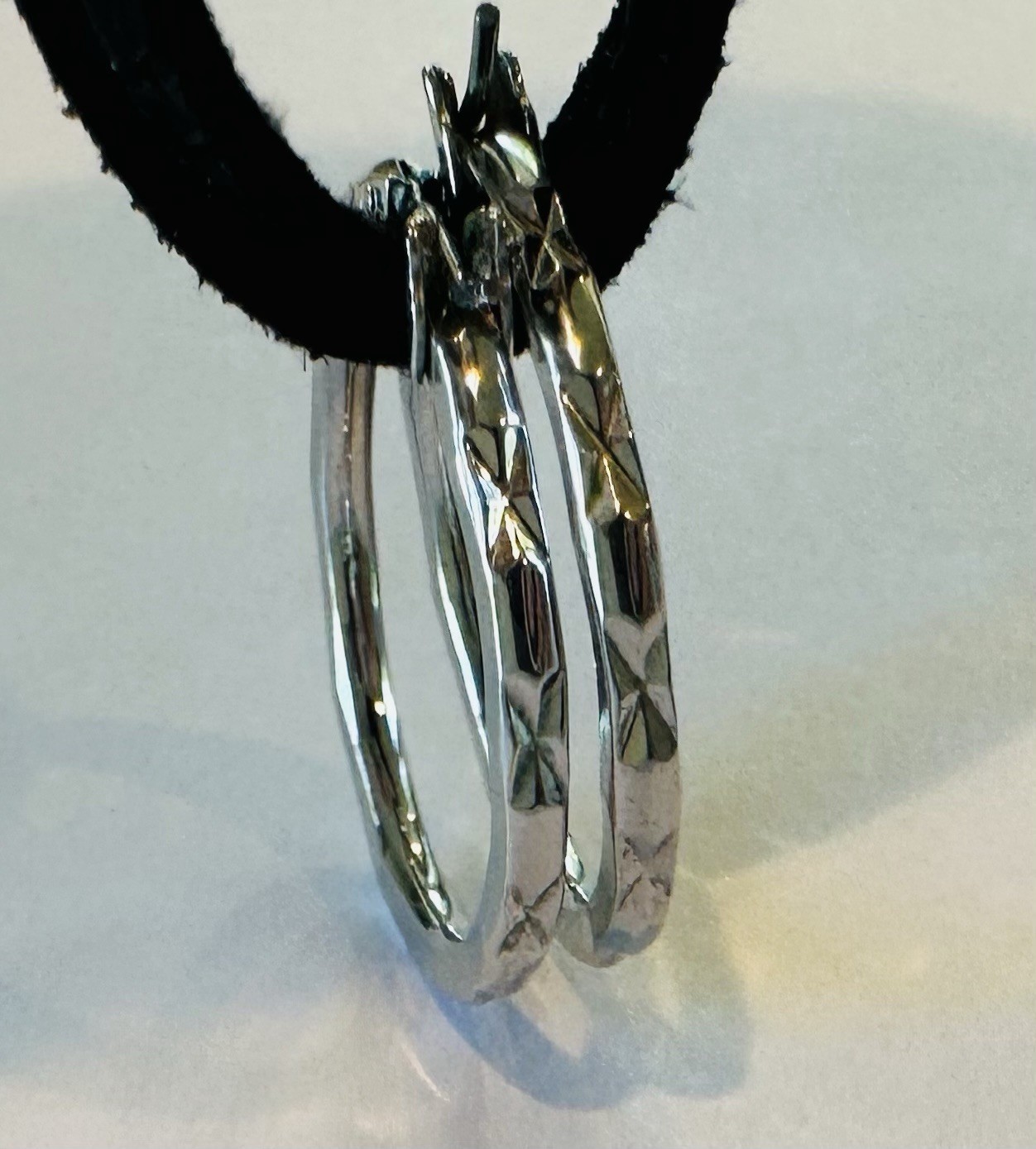 Lia Sophia Silver Tone Textured Hoop Earrings Classic Snap Closure Medium Size