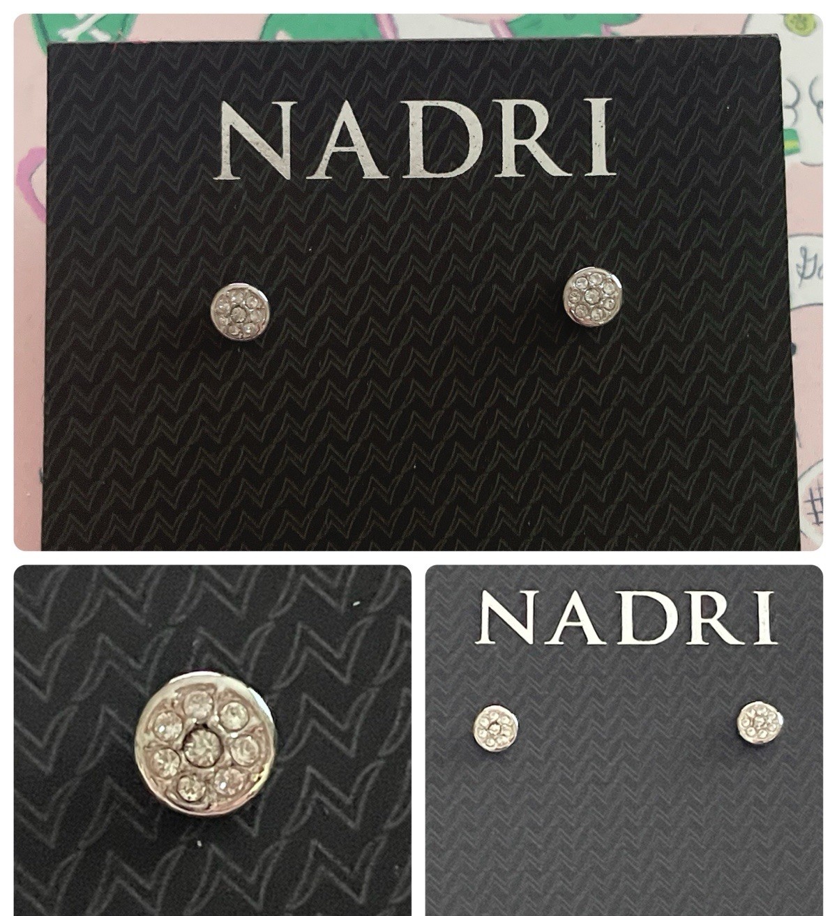 Nadri Round Cubic Zirconia Pave Cluster Stud Earrings, Silvertone