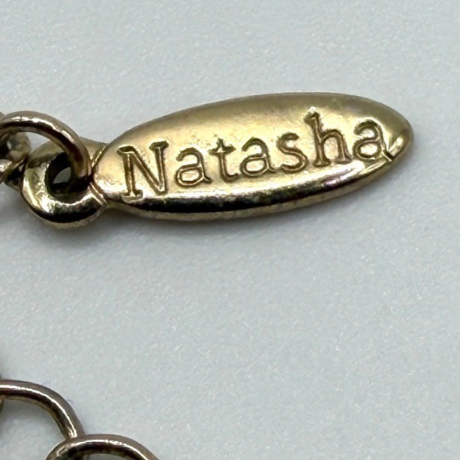 Natasha Beige Enamel Statement Bib Necklace Gold Tone 14–17″