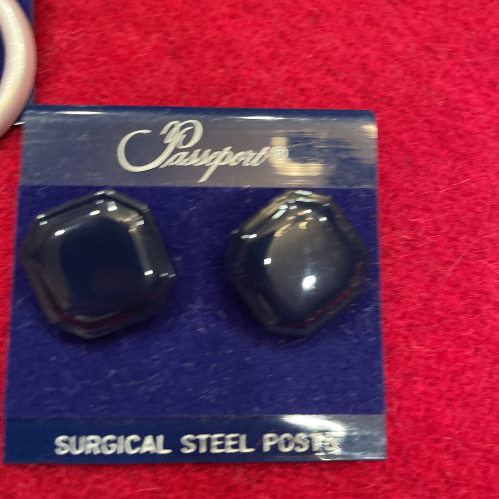 Lot Of 7 Pair New Earrings On Card Passeport Brand Plastic And Metal Pierced