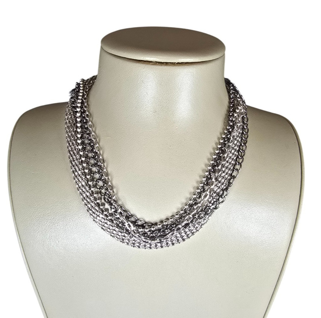 Apt. 9 Women’s Gunmetal & Silver Plated Multi Chain Short Necklace NWT