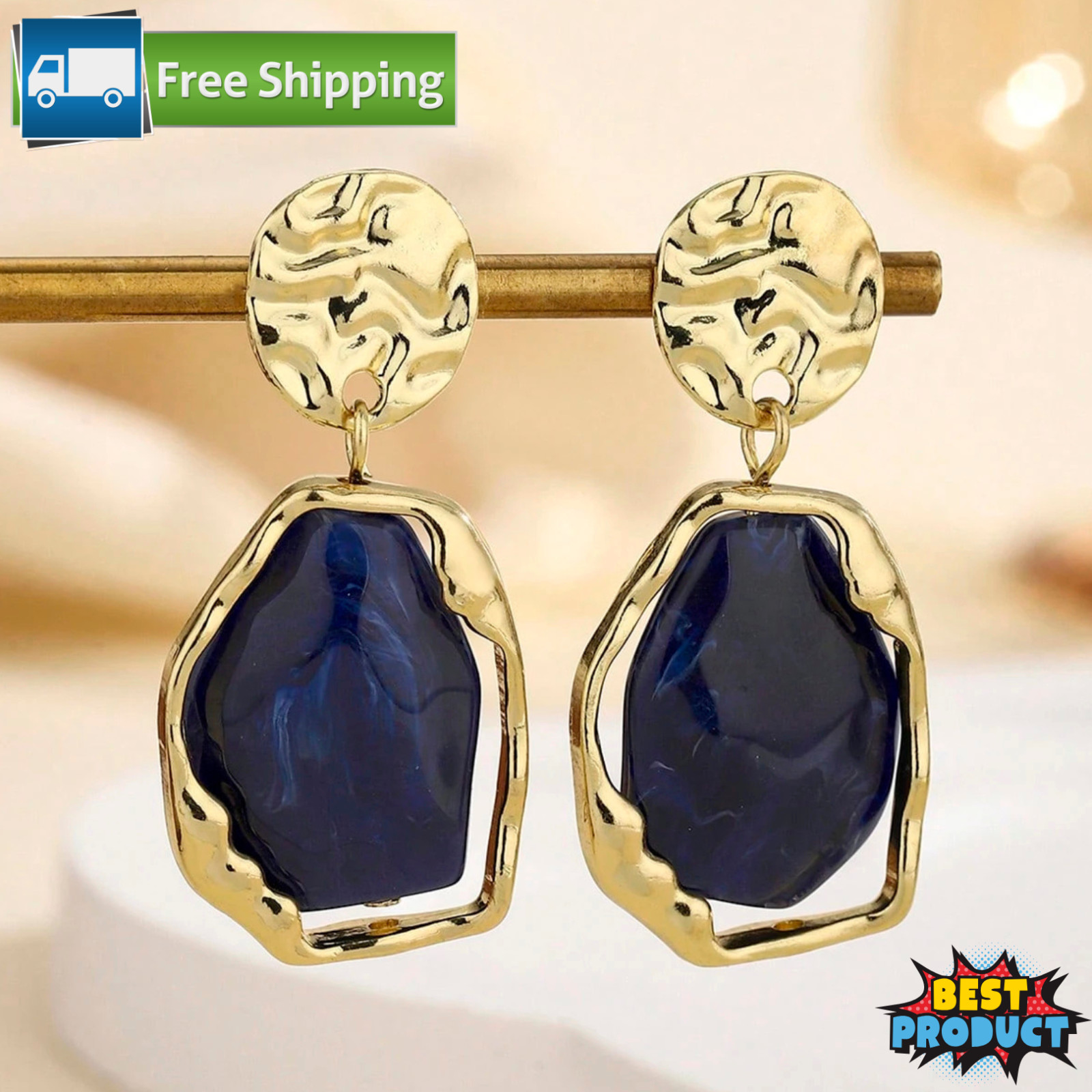 Boho Resin Drop Earrings Luxury Geometric Women Dangle Earrings Fashion Jewelry