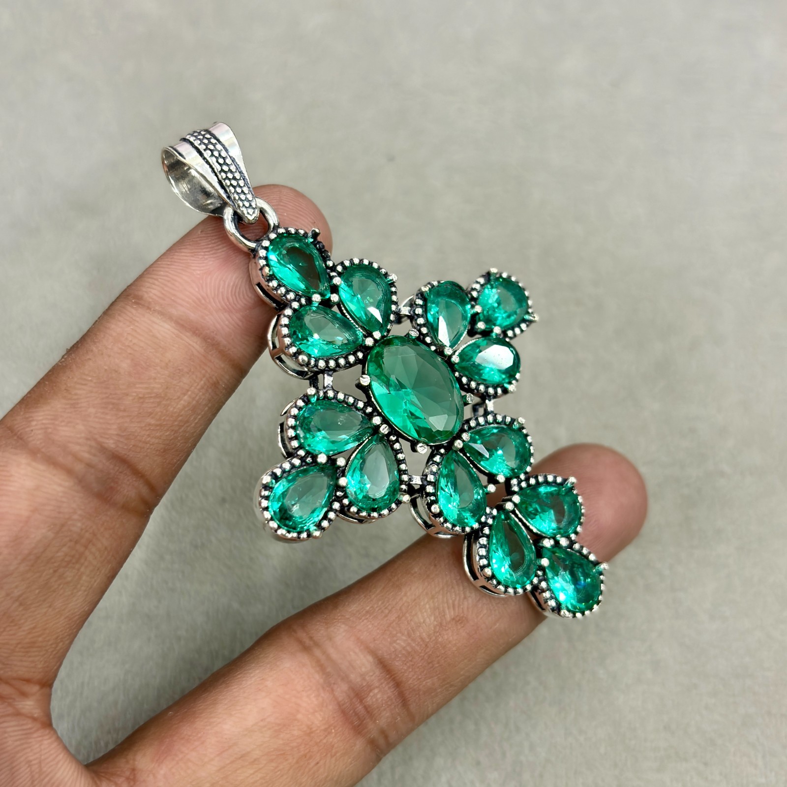 Green Tourmaline Gemstone Handmade 925 Sterling Silver Jewelry Pendant 2.30″