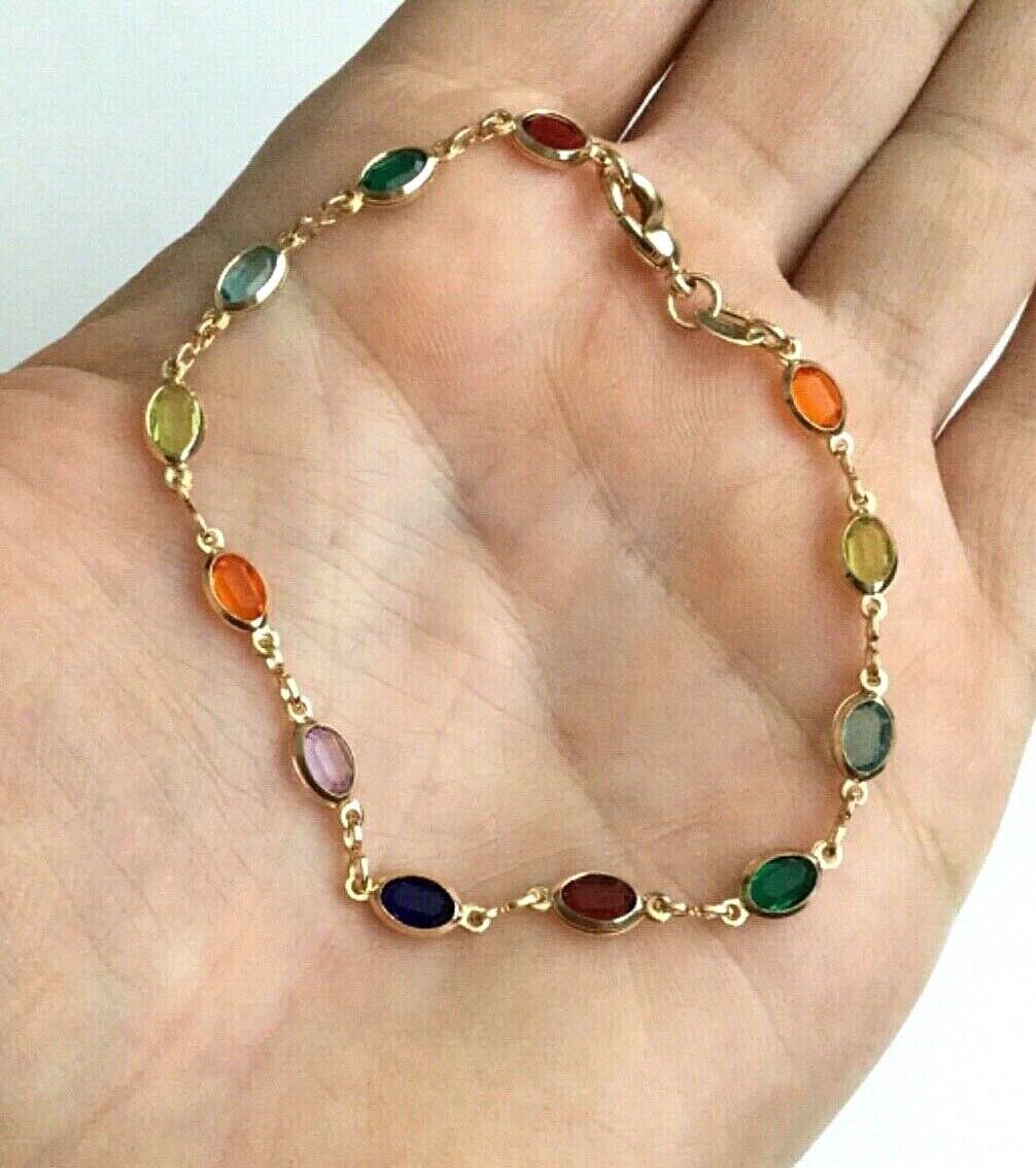 18K GOLD FILLED CRYSTAL BRACELET 7.5” LONG / PULSERA CRISTAL 7.5″ – ANK114