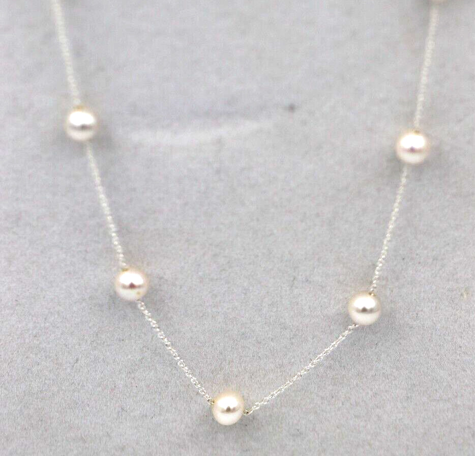 Genuine Sterling Silver Freshwater Cultured Pearl Necklace – 42cm + 5cm Extender