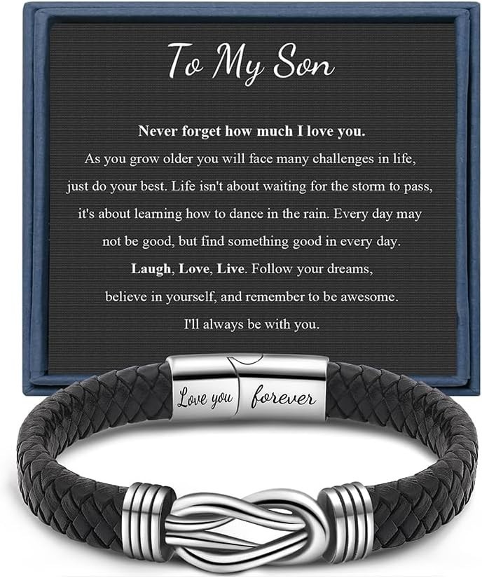 To My Son Gift for Son Bracelet Love from Mom, Dad Forever Birthday, Graduation