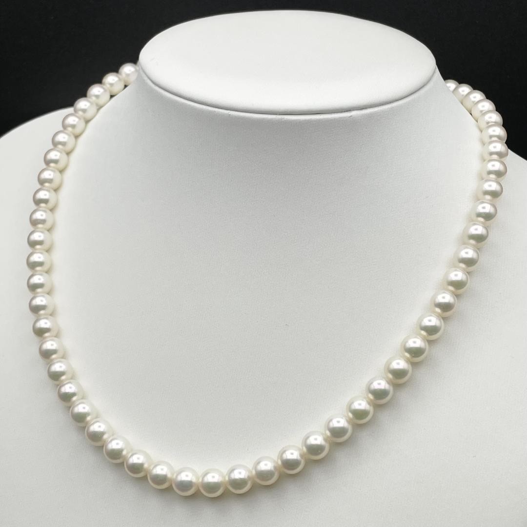 Akoya Pearl Hanadama Necklace Approx 7mm-6.5mm Silver From Japan