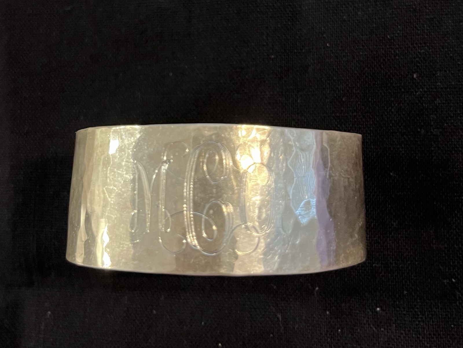 Vintage 925 Sterling CUFF BRACELET LIGHT HAMMERED 1 Oz (30g) Weight Monographed