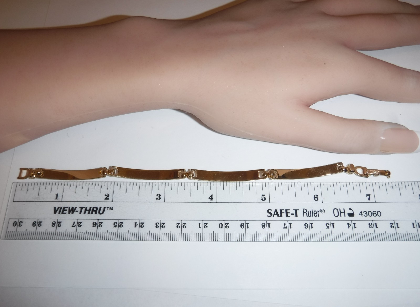 Chr. Dior Designer Vintage Bar Link Bracelet Gold Plated 2 Row Pave Crystals 7″