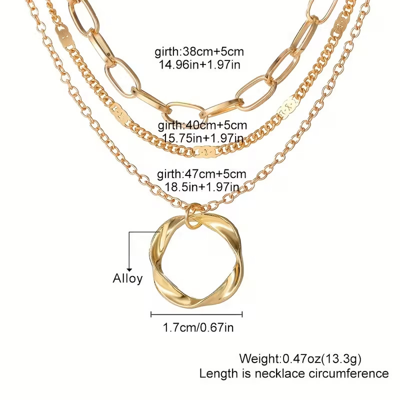 1 Piece Layered Necklace Set Pendant Necklace Women Girl’s Fashion Jewelry Gift