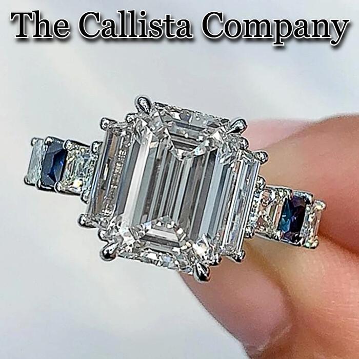 CALLISTA CO. LAB-CREATED 5.34 CT CLEAR EMERALD CUT 3A+ CZ S925 SILVER RG SZ 6-9✓