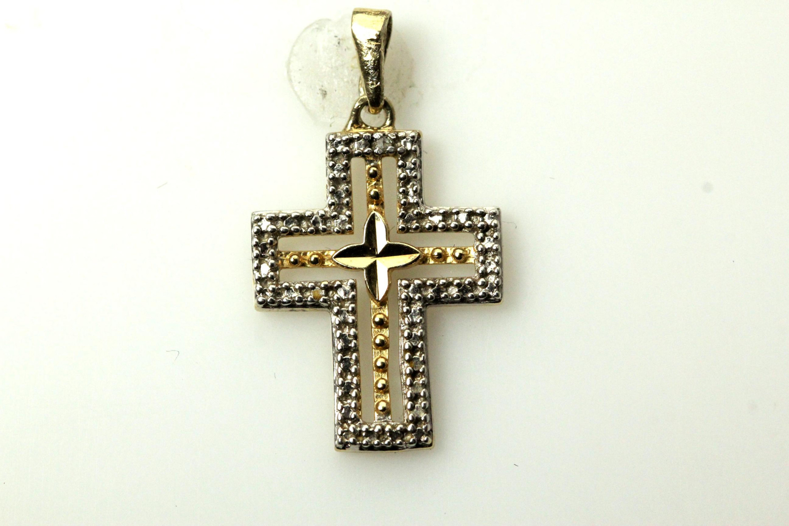 925 Sterling Silver Two-Toned Cross Pendant 1.7 Grams (PEN6261)