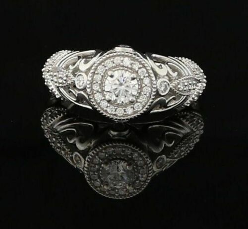 0.93ct 925 Sterling White Silver Round Shape Cubic Zirconia Womens Ring Size 7