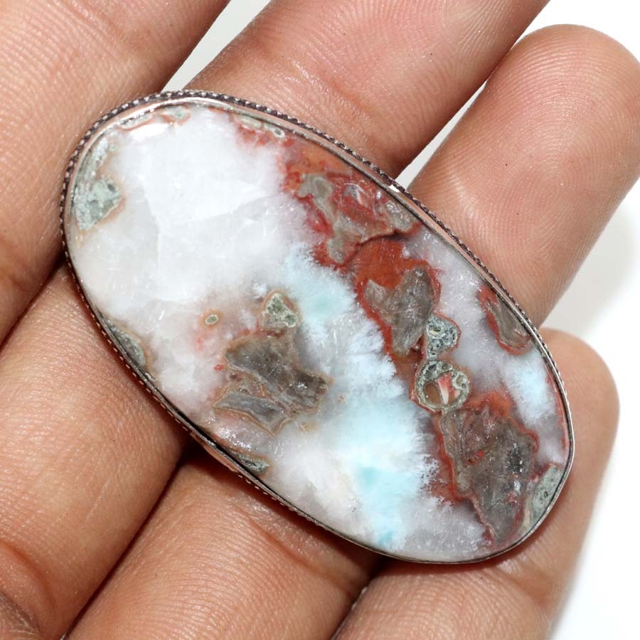 40X25 Massive Larimar 925 Silver Plated Ring US 9 Valentine Gift Jewelry JW