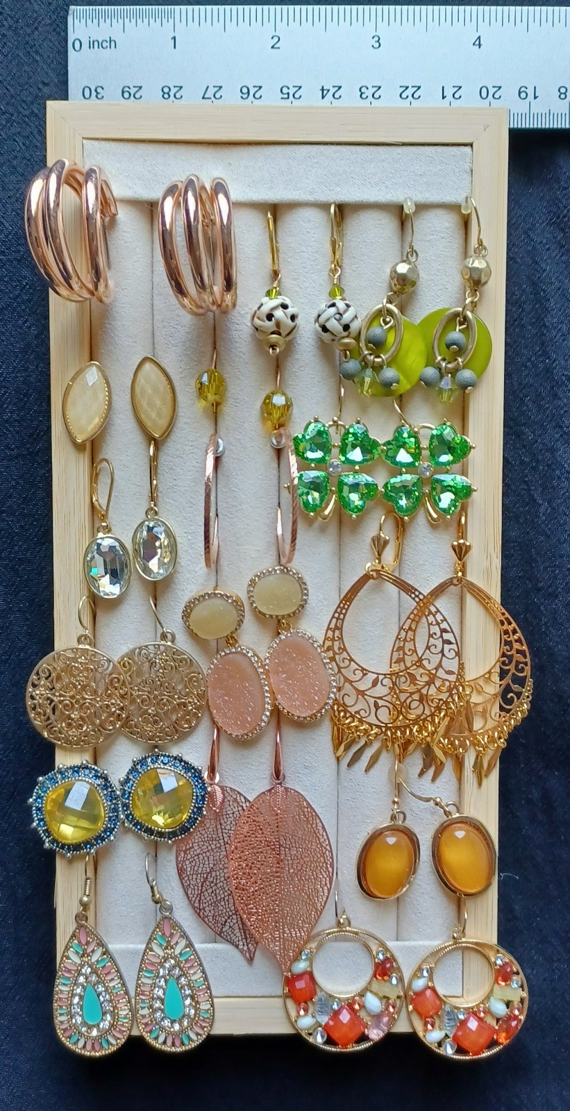 Lot 16 Pairs Pierced Earrings Gold & Rose Tone Mixed Styles Materials & Sizes