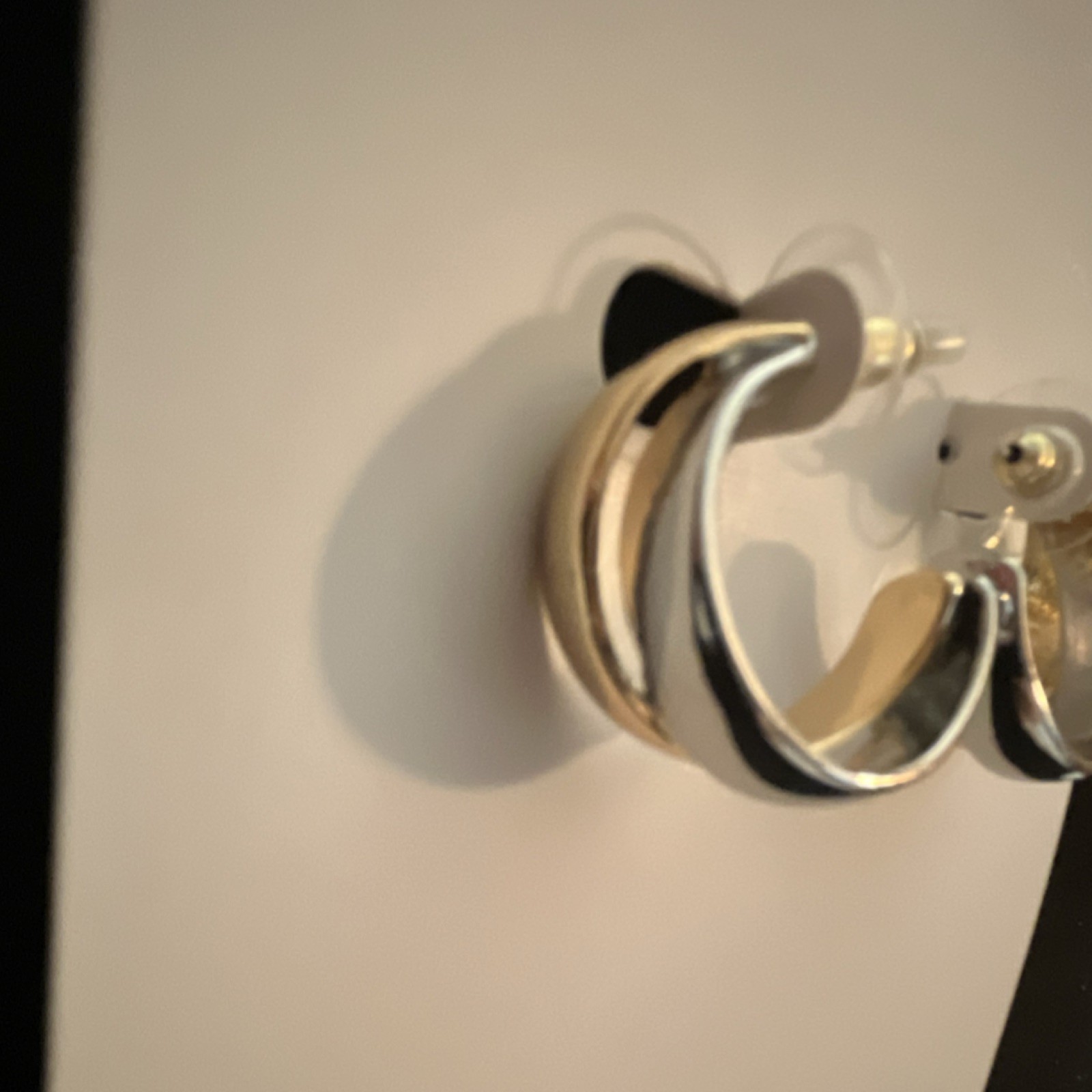 Time and Tru Hypoallergenic two Tone Hoop Earrings Butterfly Closure Fashion