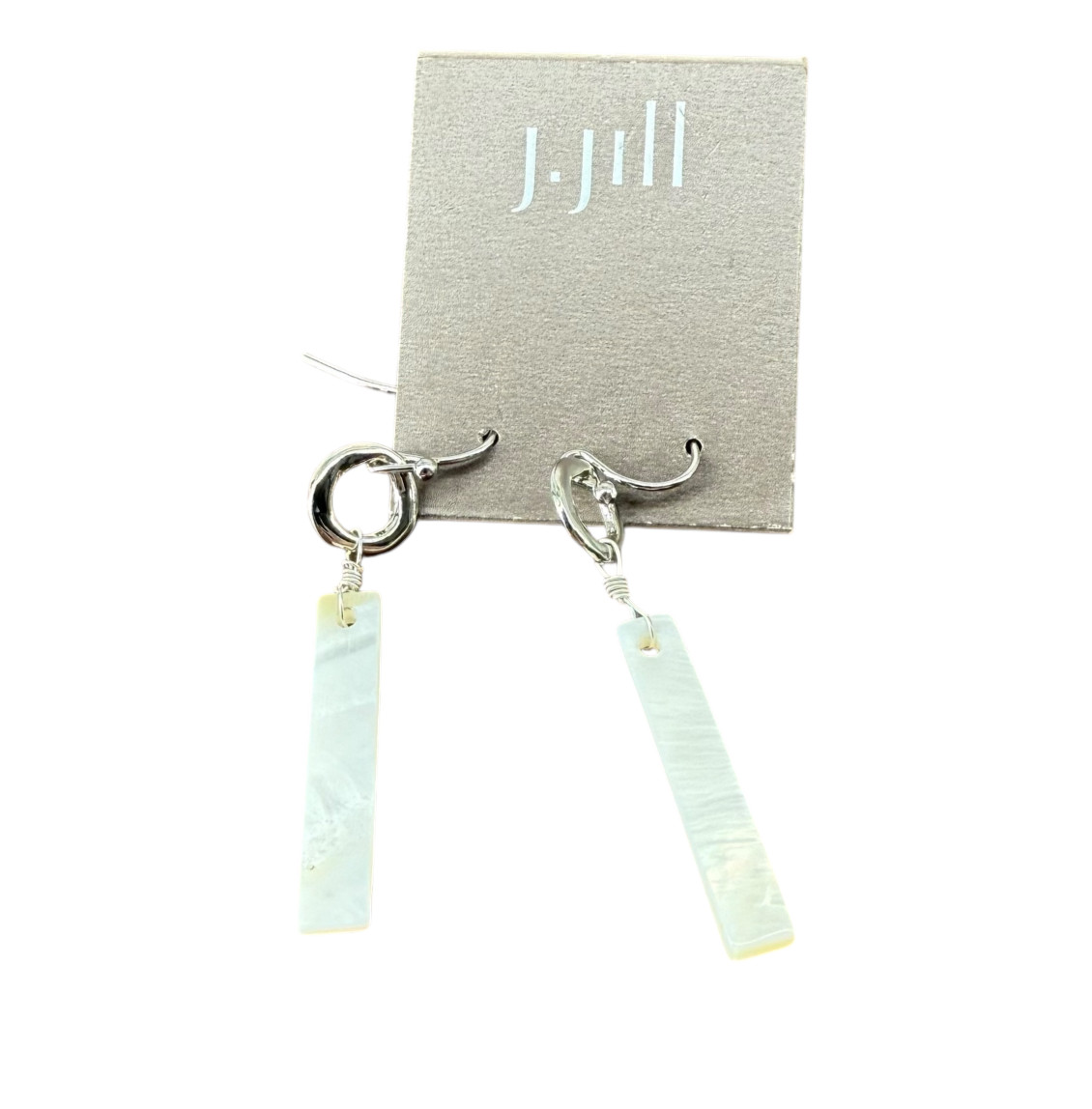 J Jill Mother of Pearl Bar Drop Earrings Silver Circle Shell Resort Coastal Boho