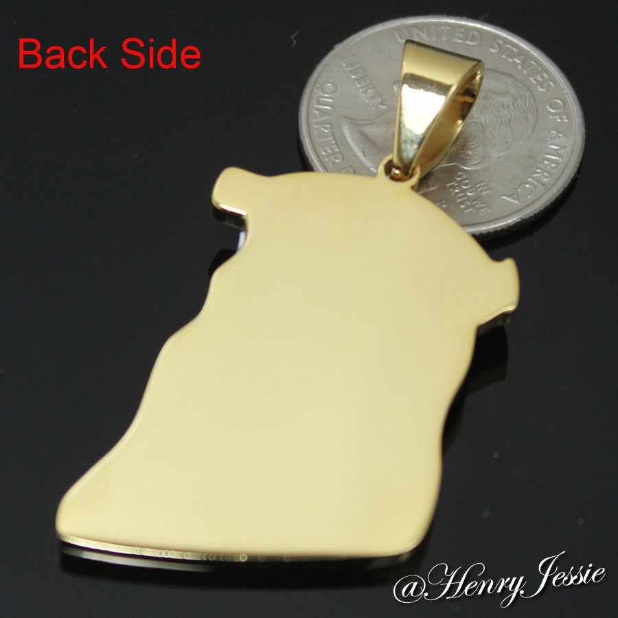 18″-36″Stainless Steel 5mm Gold Plated Cuban Curb Chain JESUS FACE Pendant*J47