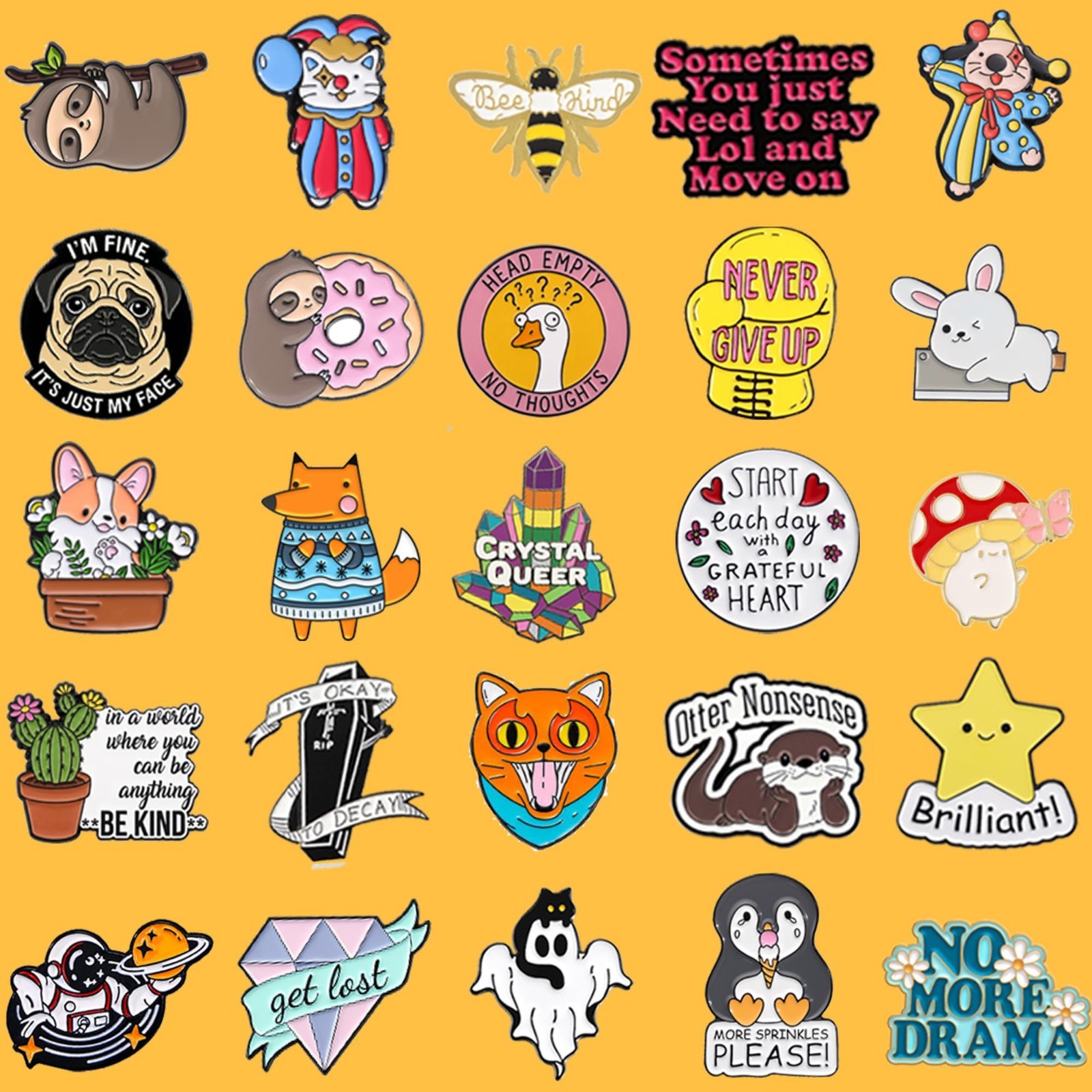Cute Enamel Pins Set – 20/40/50 PCS Funny Backpack & Hat Badges, Aesthetic Brooc