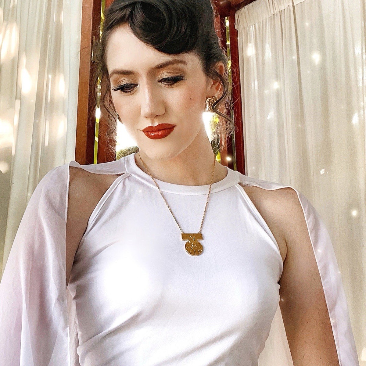 Star Wars X RockLove NEW Medal of Yavin Necklace in 14K Yellow Gold Plated Brass