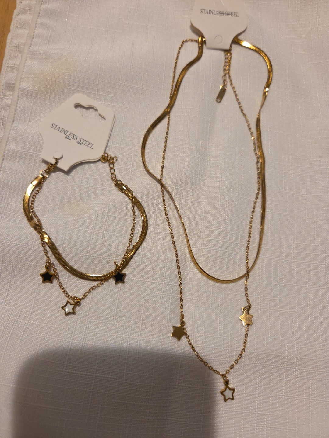 PVD Coated Real Gold Plated Start Titanium Steel Waterproof Set Neackles Jewelry
