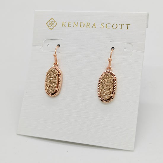 New Kendra Scott Lee Rose Gold Drop Earrings In Rose Gold Drusy