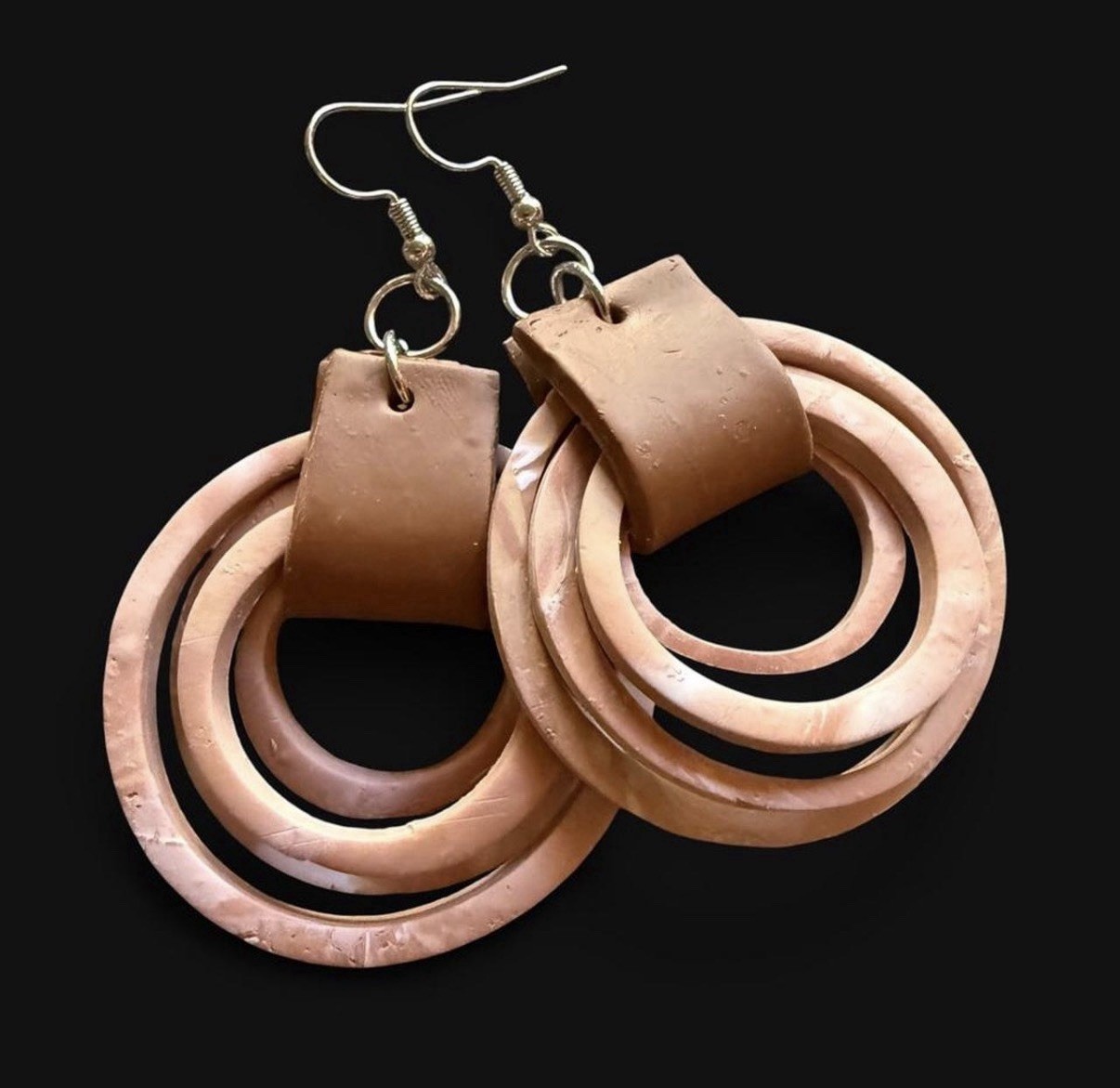 Handcrafted Tan and Brown Multi-Hoop Boho Artisan Earrings