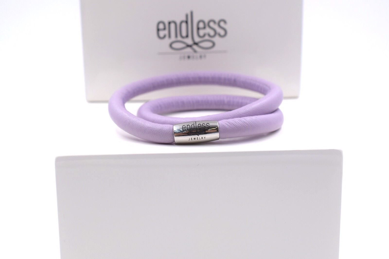 NEW ENDLESS LAVENDER LEATHER DOUBLE STRAP 7.0 INCH BRACELET #12114-36