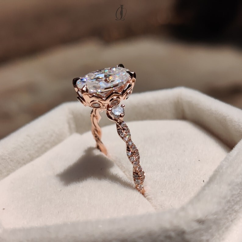 Gold Moissanite Engagement Ring Handmade Ring For Her Womens Ring Bridal Ring
