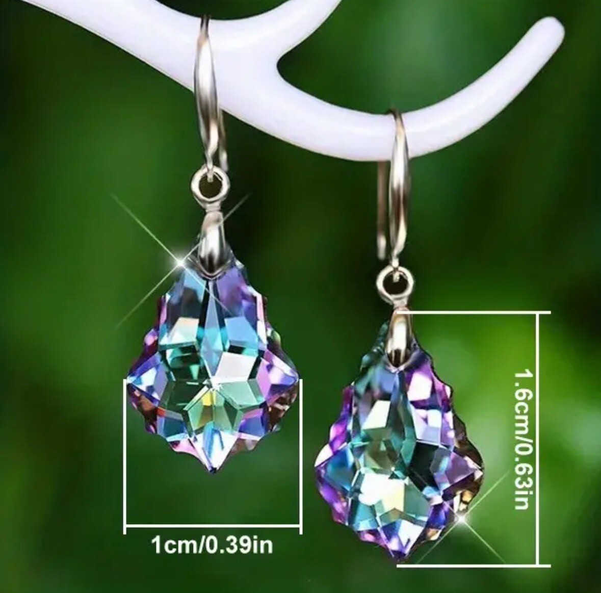 Boutique Silver Plated Rainbow Topaz Crystal Drop Dangle Women’s Earrings 🎀