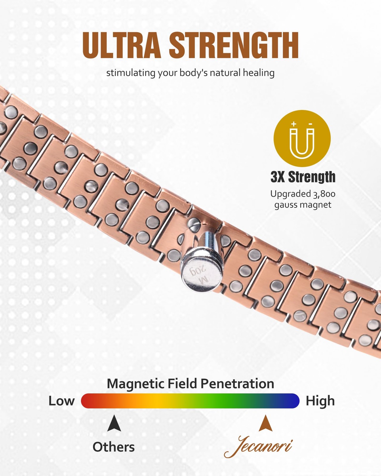 99% Pure Copper Magnetic Bracelet Arthritis Relief Adjustable w/ Tool & Box