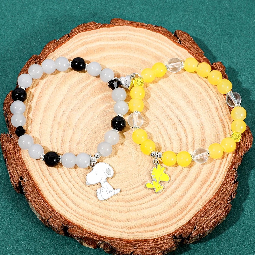 2PCS Magnetic Snoopy Couple Bracelets Cartoon Friendship Wristbands Unisex Gift