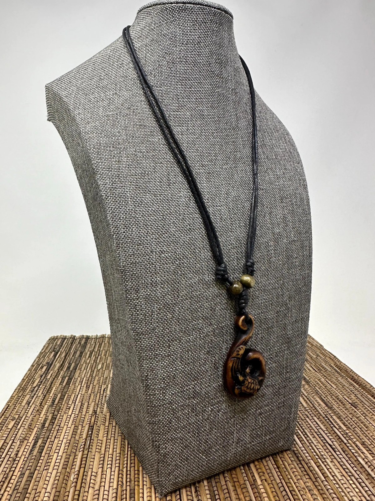 Wave Pendant Necklace – Turtle Carving | Resin Surfer Boho Jewelry Adjustable 18