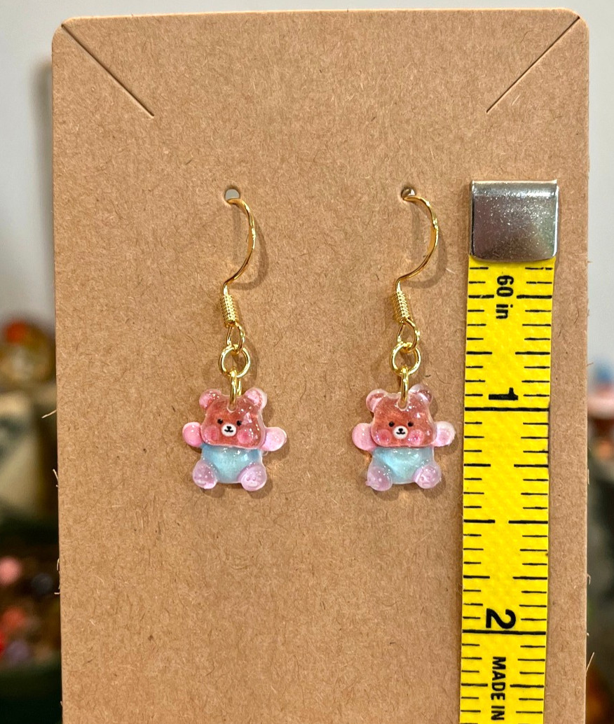 18K Gold Plated Teddy Bear Animal Cartoon Y2K Style Fun Cute Handmade Earrings