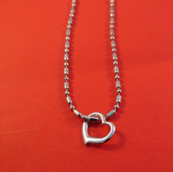 10 INCH 14KT WHITE GOLD EP 2MM FANCY BAR BALL CHAIN ANKLET WITH HEART