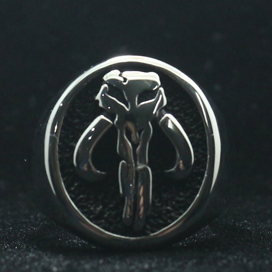 Mandalorian Baby Yoda Mythosaur Skull Silver Stainless Steel Ring Sizes 7-14