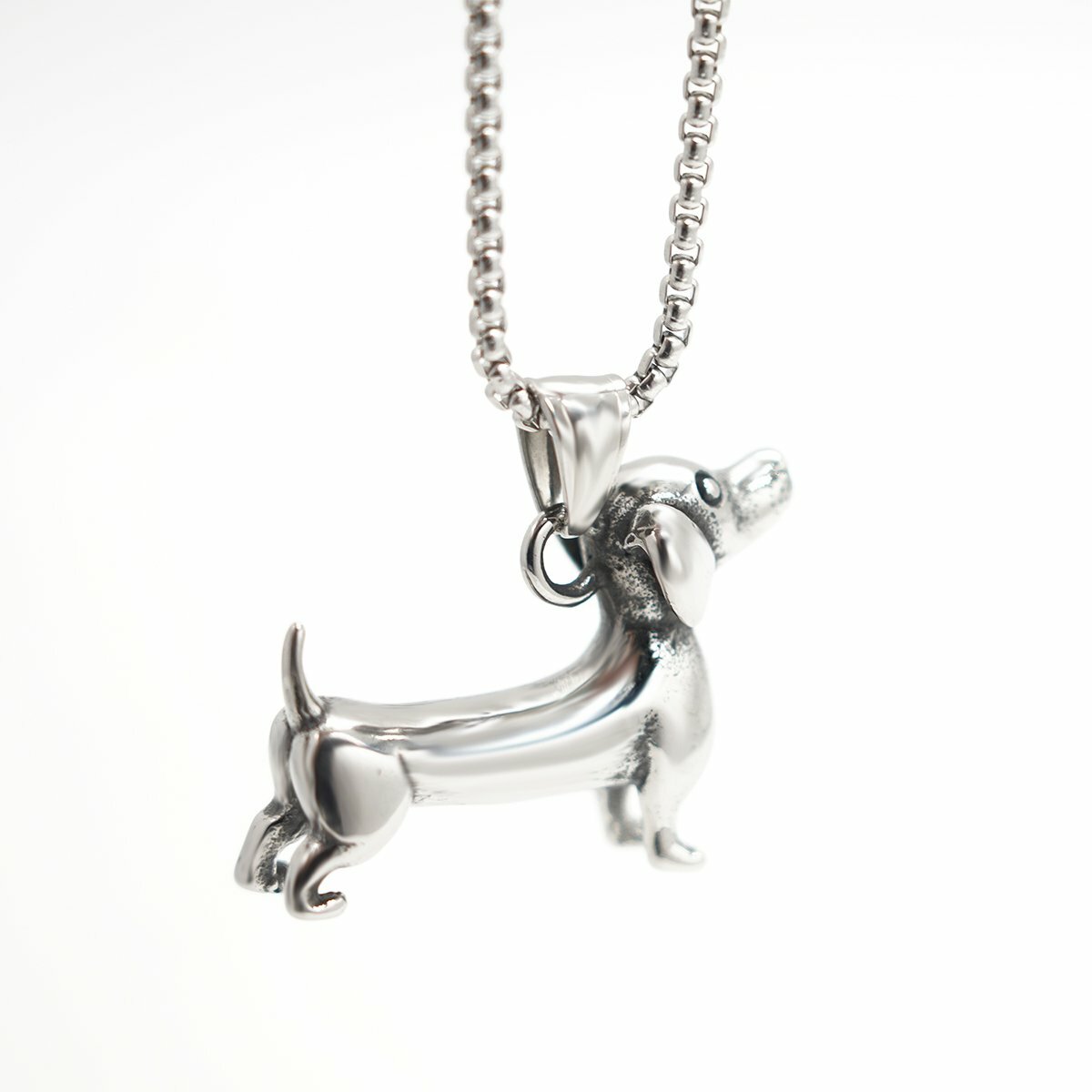 MENDEL Boys Girls Animal Pet Dachshund Dog Pendant Necklace Stainless Steel Set