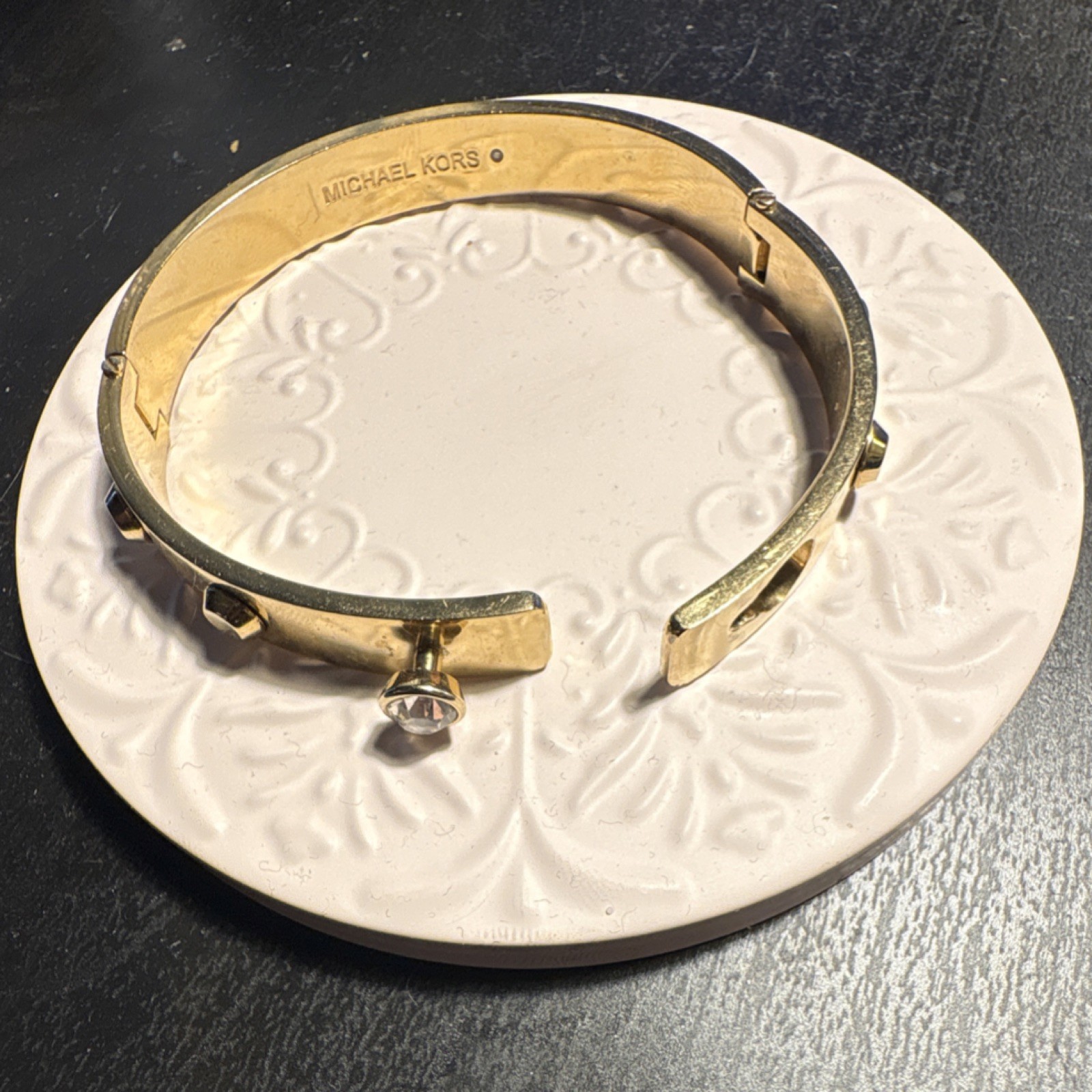 Michael Kors Gold Stackable Metal Bangle Bracelet: Push Lock Closure
