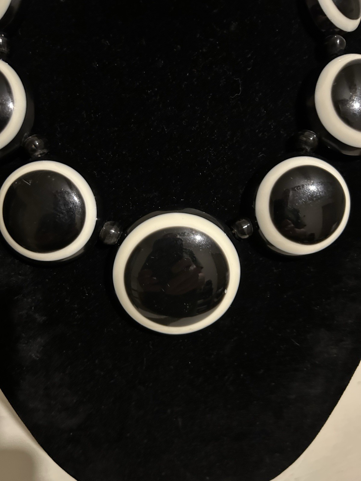 White And Black Disc Resin Statement Necklace