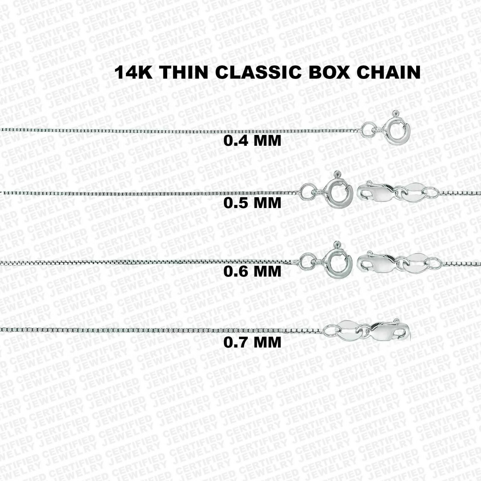 14k Solid White Gold Box Chain Necklace 16 18 20 24 Inch 04mm TO 07mm G2U