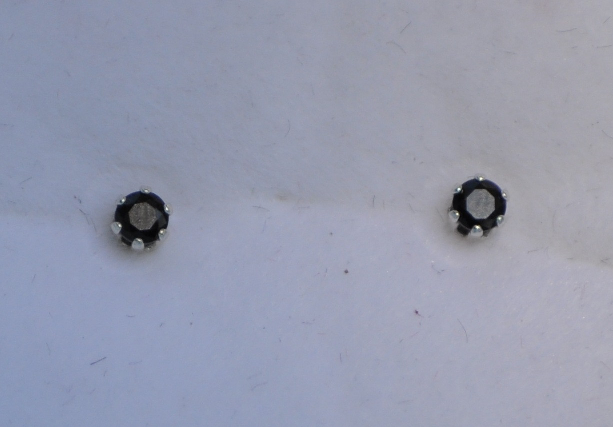 3.0-3.6MM ROUND EARTH MINED BLACK SPINEL STUDS HANDCRAFTED IN STERLING SILVER