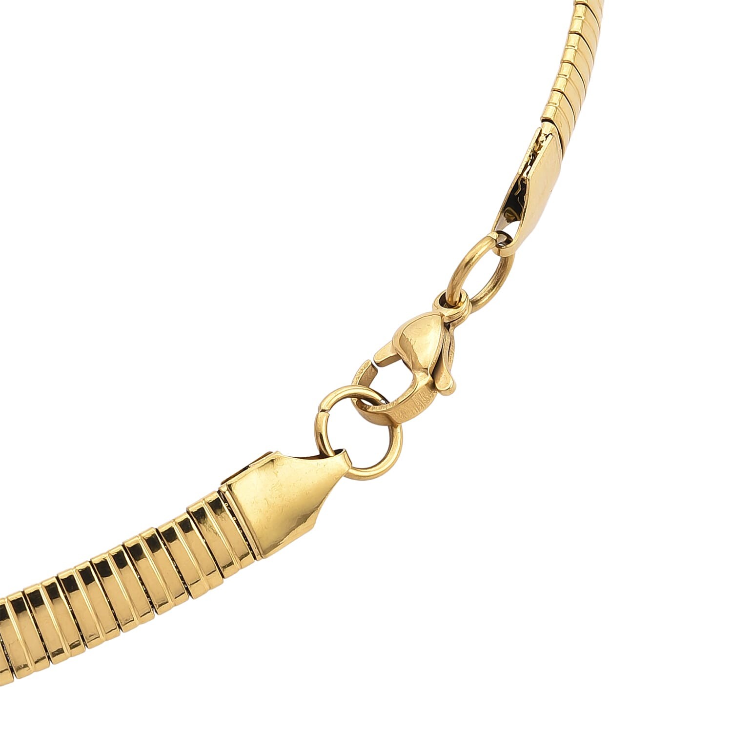 Omega Chain Necklace 17.5-19.5 Inches in ION Plated Yellow Gold Stainless Steel