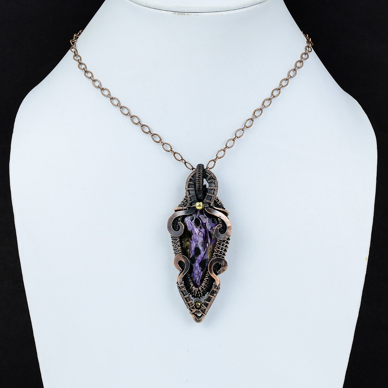 Women Day Sale Russian Charoite Copper Mother Gift Wire Wrapped Pendant 3.23″